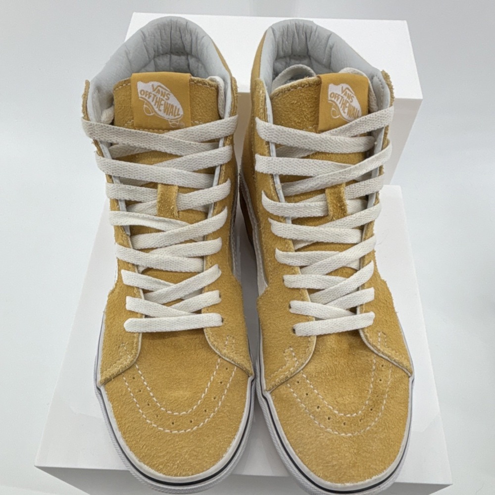 VANS Sk8 Hi High Top Skateboard Shoes Yellow Golden Brown Suede Canvas Lace Up - Picture 5 of 12